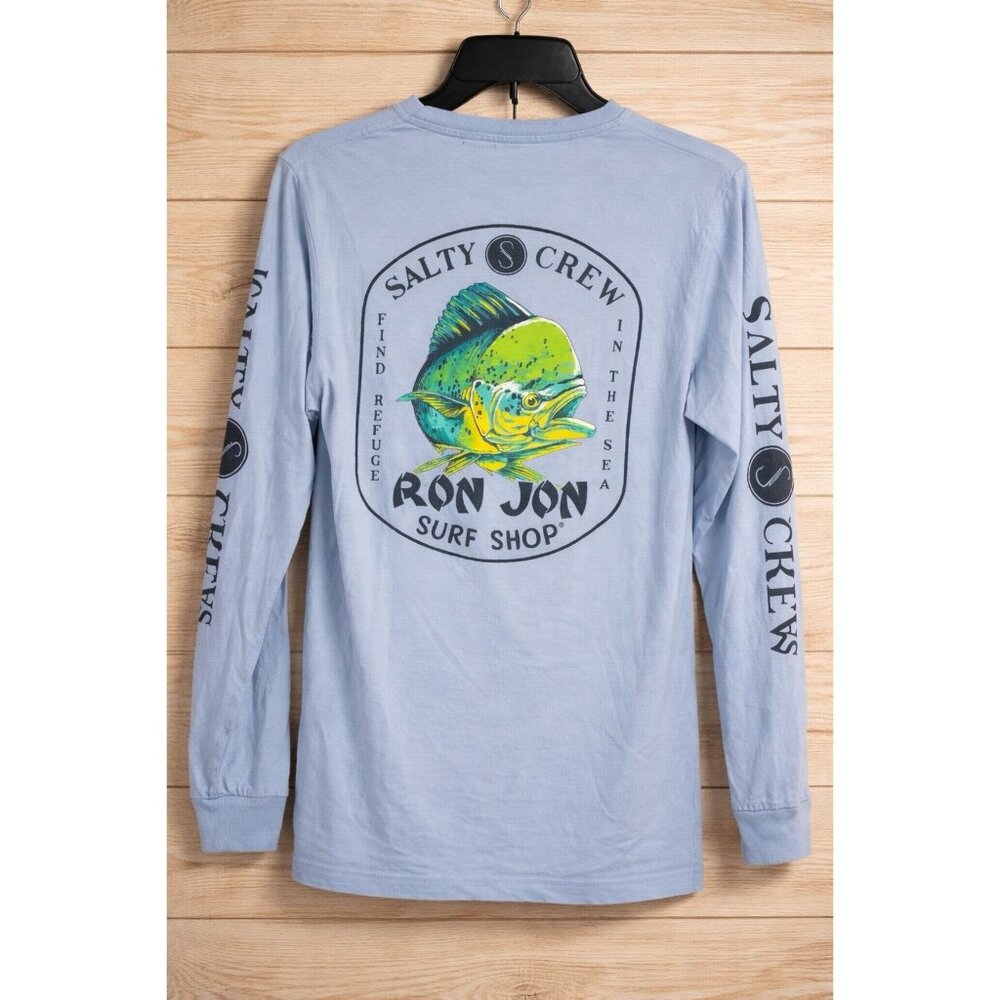 Salty Ron Jon Surf Shop Light Blue Men's Long Sleeve Small